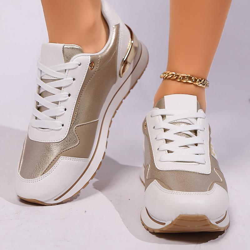 Fashion Mix Color Paltfrom Sneakers for Women Fashion Leopard Flat Heel Vulcanized Shoes Female Lace-Up Non-Slip Casual Walking Shoes