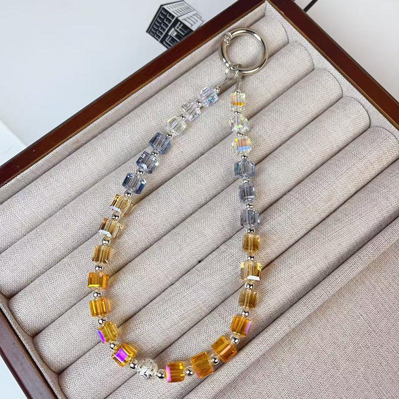 Colorful Bead Phone Chain Pendant For Iphone For Samsung Huawei Xiaomi Cellphone Strap Rope Bag Decoration Key Rings