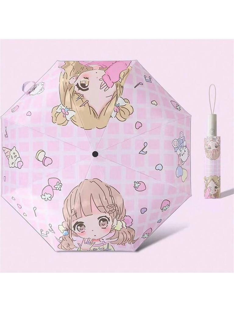 Unicorn Kids Umbrella Auto, Portable Folding Durable Built-in Sun Protection, Auto Open/Close Lightweight for Boys & Girls