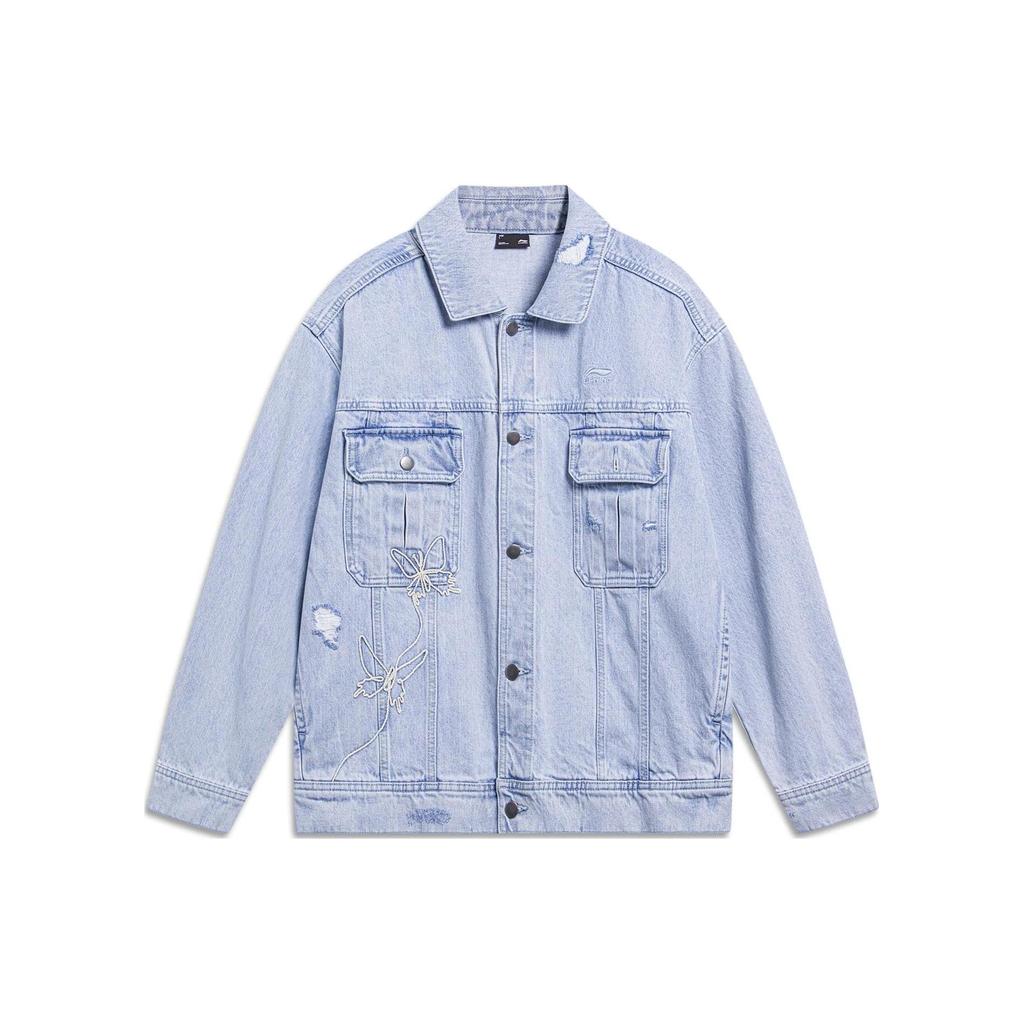 Li Ning Sports Life Collection Denim Jacket Men's Blue AJDT171-1
