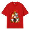 2026 Christmas Tree with Cats Printed Graphic Y2k Harajuku Streetwear 100% Cotton T Shirt Casual Oversized Summer Men T-shirt