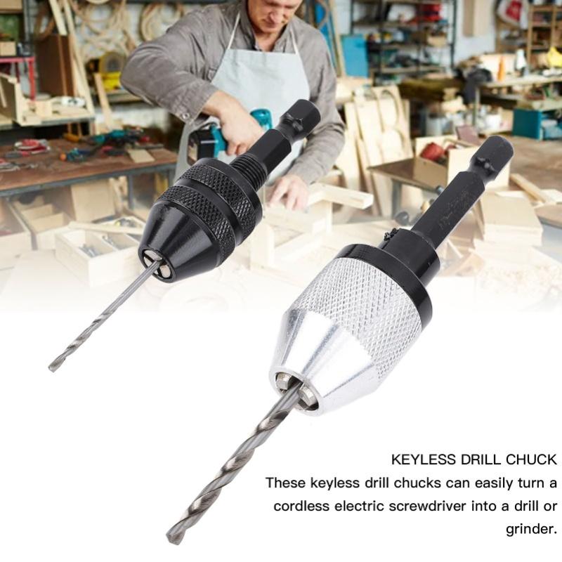 2PCS Keyless Drill Chucks With 10PCS Bits 1/4 Inch Hex Shank Drill Chuck Fast Change Converter Extension Screwdriver Drill