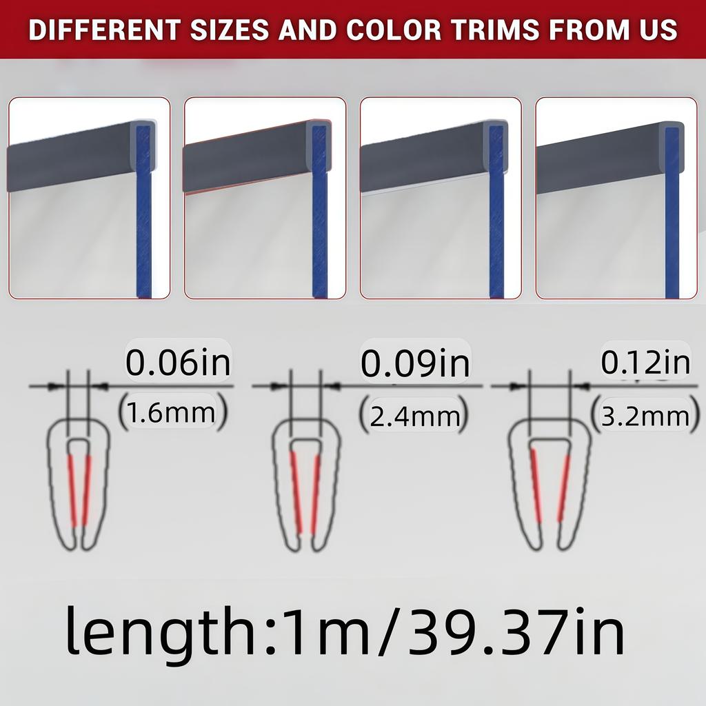 1PC 1m/3mi/5m Self Adhesive Flexible U Channel Edge Protecter for Sheet Metal, Car Doors, U Shaped Sharp Edge Guards