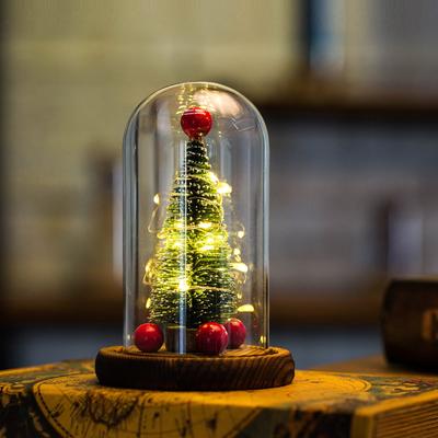 LED-Weihnachtsbaum in Glaskuppel, Weihnachtsbaum, kreative Tischdekoration, einzigartiges Geschenk für die Weihnachtsdekoration zu Hause im Innenbereich