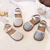 Girls Small Middle-aged and Older Children Woven Hollow Sandals Spring and Summer Baotou Pearl Princess Sandals Beach Shoes Tide
