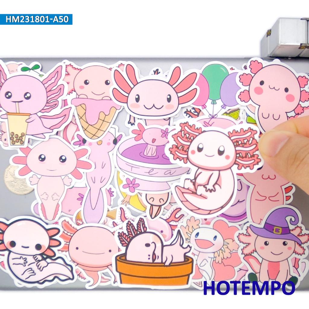 Axolotl Stickers Set Ambystoma Mexicanum Cute Cartoon Pink Animals For Laptop Phone Scrapbook Funny Sticker Pack 203050Pcs