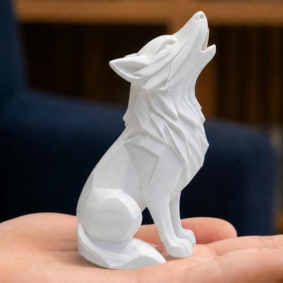 Wolf Howling Statue, 3D Printed Mini Animal Figurine, Standing Sitting Wolf Decor for Desk Shelf, Gift for Wolf Lovers