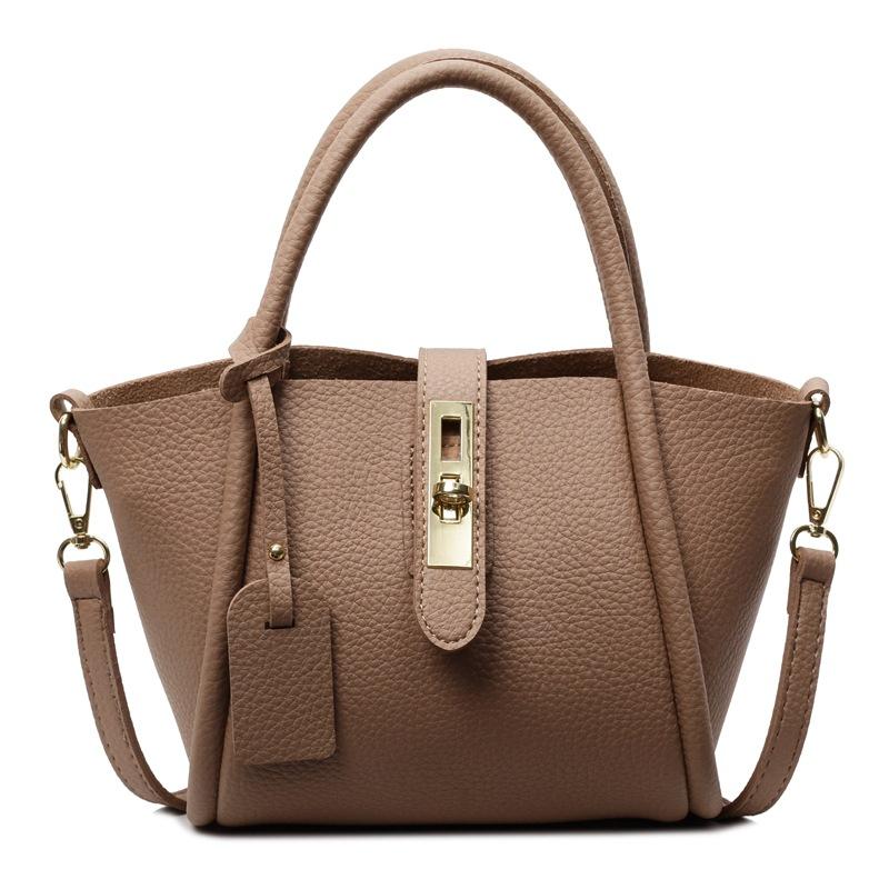 Wholesale Korean Light Luxury Simple Lychee Pattern Portable Bucket Bag Fashionable Versatile Commuter Style Women's Messenger Bag