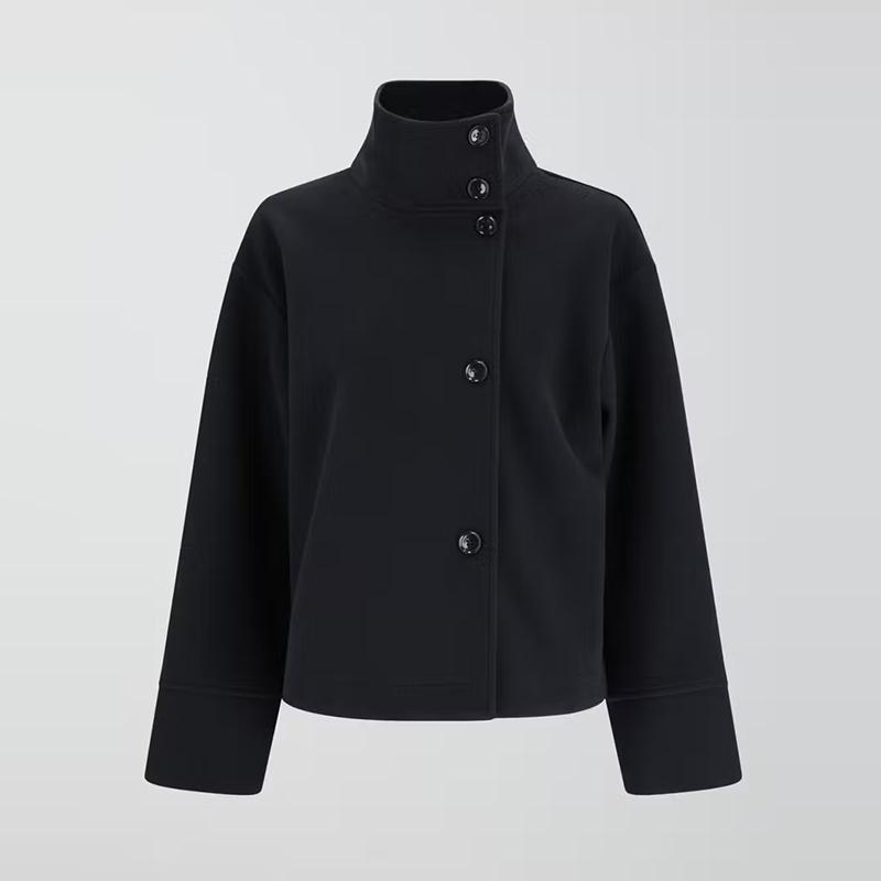 2025 Autumn Jackets Women Casual Loose Stand Neck Long Sleeve Single Breast Short Jacket Fashion Solid Lady Warm Outwear