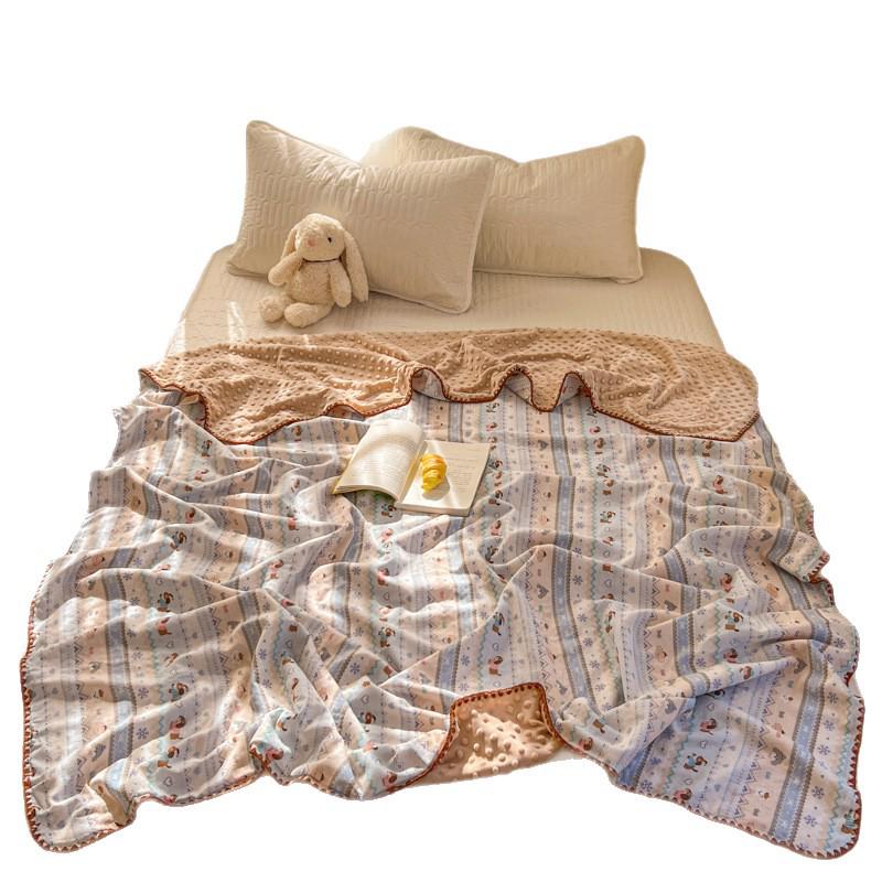 Pure Cotton Baby & Children's Gauze Fluff Blanket - Double Layer Nap/Sofa/Office Air Conditioning Quilt