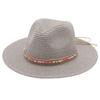 New summer ethnic style Panama straw hat colorful bead accessories dance performance beach sunshade top hat