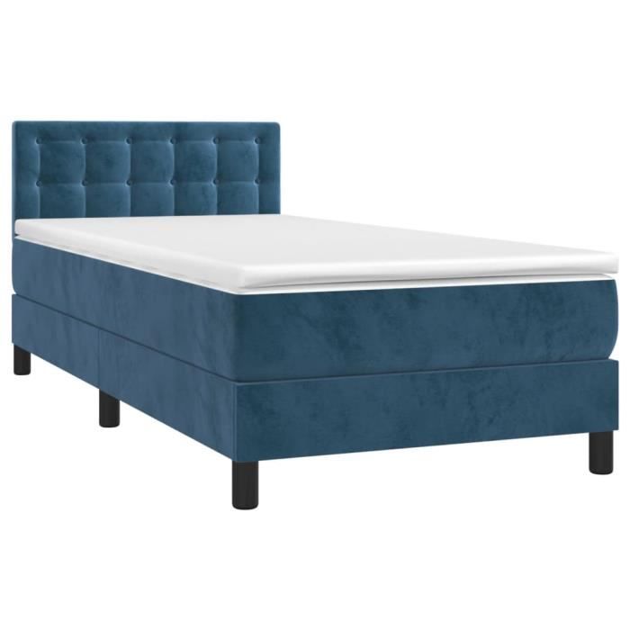 3141519 vidaXL Lit à sommier tapissier avec matelas Bleu foncé 90x190 cm