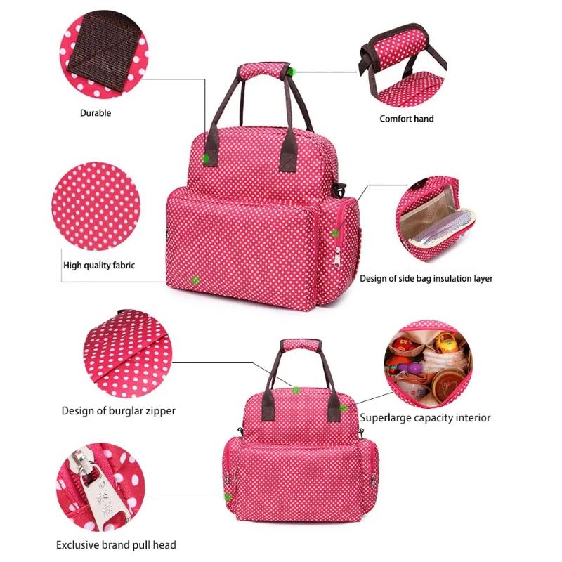 Babywindeltaschen für Mütter Windel-Kinderwagentaschen-Set für Mädchen Mami Mutterschaft Große Kapazität Windelrucksack Reise-Stilltasche
