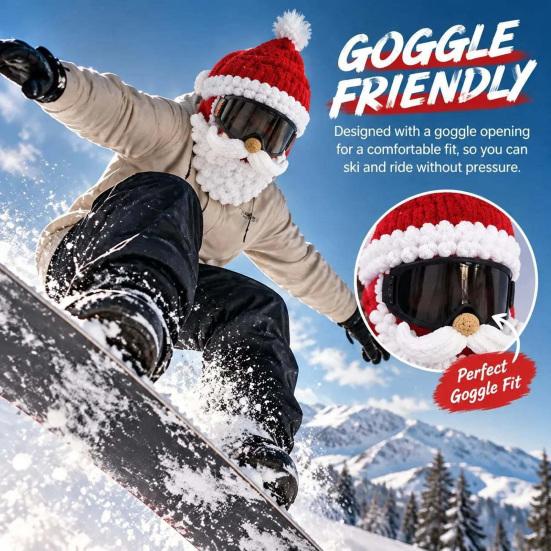 Warm Christmas Face Masque 3D Knitted Ski Masque, Funny Santa Claus Elf Gingerbread Balaclava, Unique Gift for Skiers Winter Full Cold