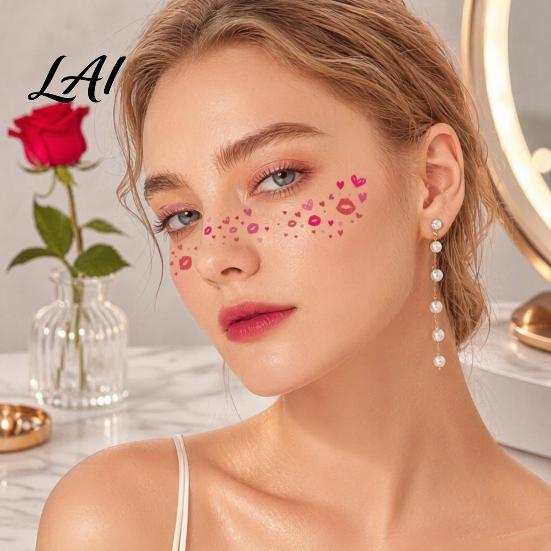 Party Tattoo Stickers Waterproof Temporary Sticker for Face Women Girls Face Easy Apply Decal Decorative Fake Valentine's Day Wedding Parties