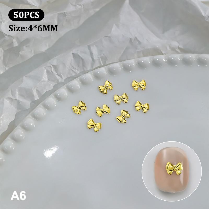 

50 шт. металлический сплав бант украшения для ногтей серебряные золотые подвески для ногтей DIY маникюрный дизайн ювелирные изделия аксессуары инструменты