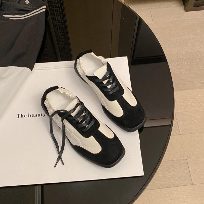 

Новый продукт 2025 весна и лето новая цветовая гамма немецкие тренировочные туфли кожаные спортивные и повседневные туфли балетки на плоской подошве женские 35 чёрный