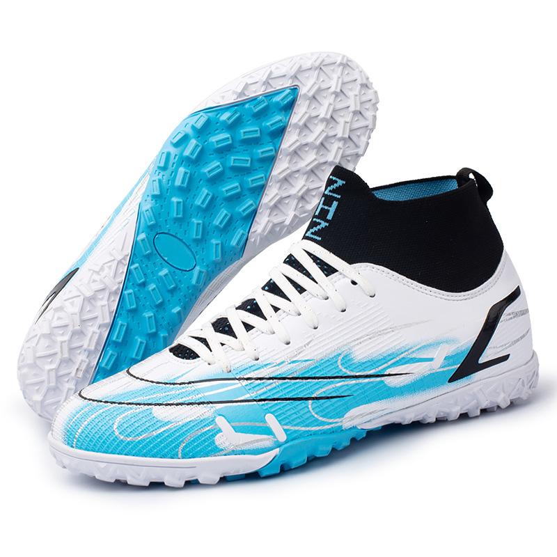 Vibrating football shoes boys and girls high-top TF broken nails youth training lawn football shoes one piece 2025