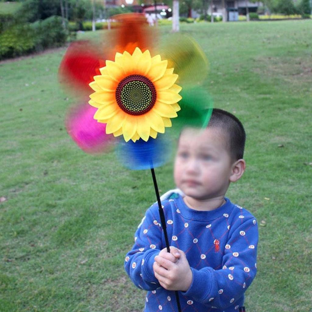 1PCS Sunflower Windmill Pinwheel Colourful Sequins Foldable Windmill For Home Garden Decoration Sunflower Windmill