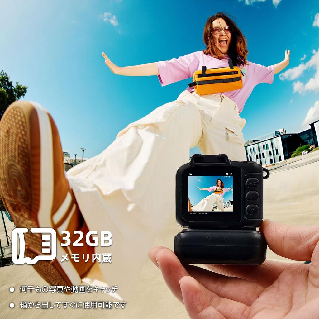 Mini Digital Digital Toy Inch 1080P Vidvinkel 32GB kort Ladebase Nøkkelring Skole Nybegynnere Kamera, Kamera, 1.4 Skjerm, Objektiv, Inkludert,