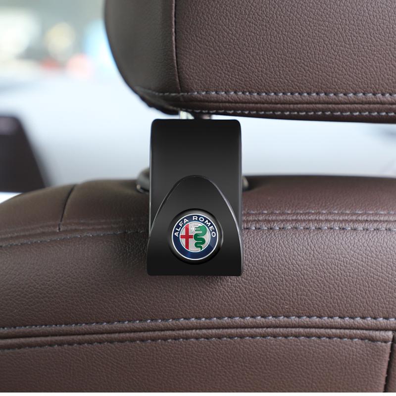 For Alfa Romeo 4C 159 166 Spider Giulia Giulietta 156 Tonale Mito Stelvio GT Keychain 2Pcs Car Seat Back Hooks Auto Accessories BX2
