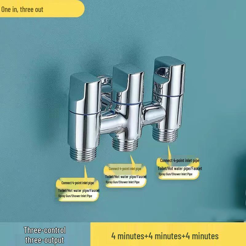 Stainless Steel Three-Way Angle Valve: Dual Outlet Faucet and Toilet Diverter