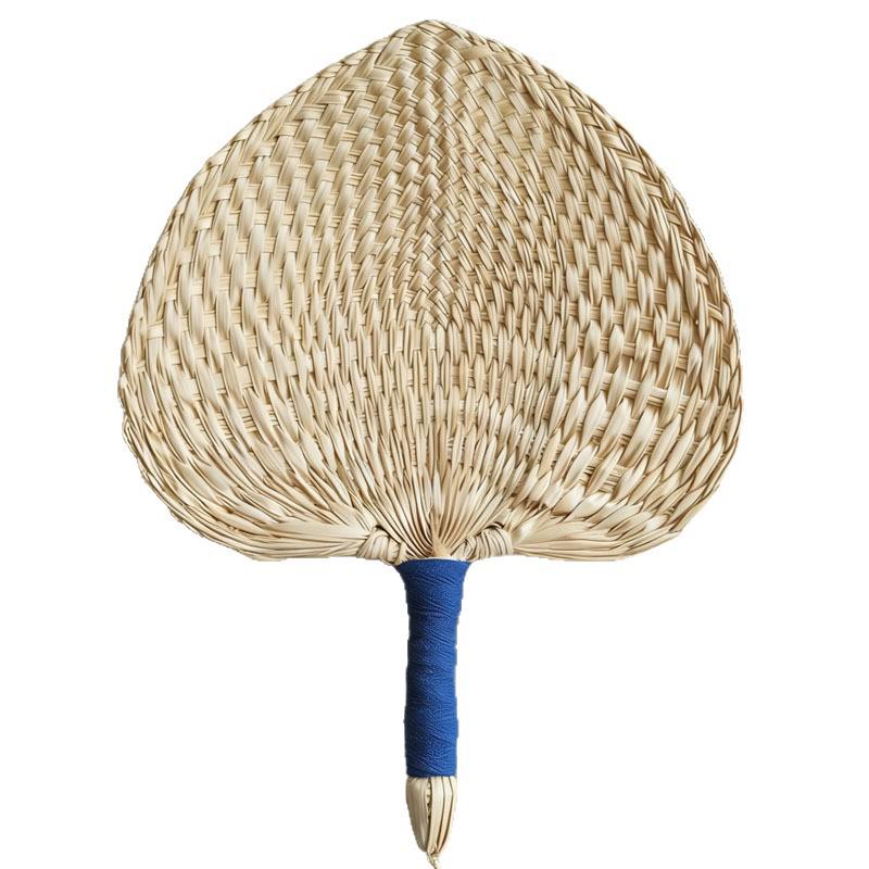 Handmade Chinese-Style Summer Fan: Woven Cattail, Handle-Wrapped, Home Decor