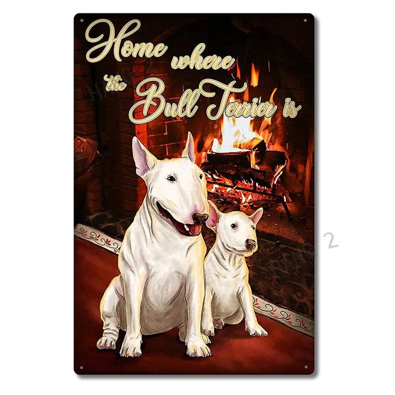 Funny Bull Terrier Dog Pet Bath Soap House Vintage Plaque Poster Tin Sign Wall Decor Hanging Metal Decoration 8x12 Inch