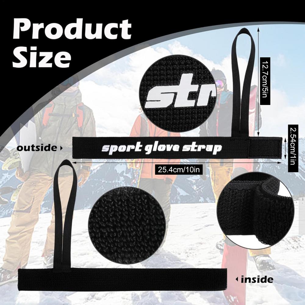 4Pcs/set Winter Ski Gloves Elastic Wrist Strap Hangable Nylon Snow Gloves Outdoor Ski Accessories For Skiing Hiking