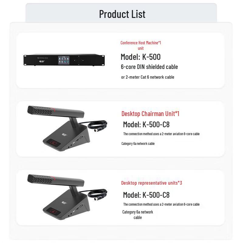 Weishu K-500-C8 Wired Conference System Microphone (CN Version)