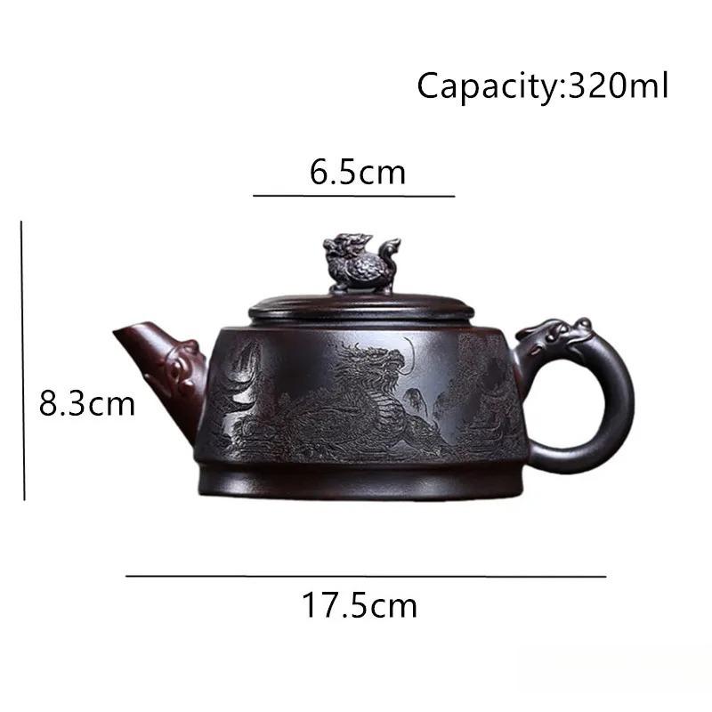 Yixing Handmade Purple Clay Teapot Hand-carved Dragon Pattern Tea Pot Beauty Tea Infuser Kettle Chinese Zisha Teaware