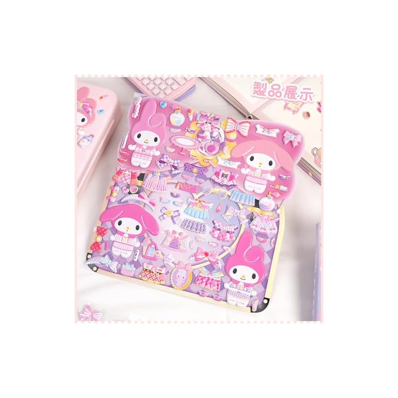 AAGWW Dress-Up Stickers, Puffy and Squishy, 2 Sheets, Double-Layer, Cute, Wide Variety of Patterns, Foam Cotton, Multi-Deco, Diary, Smartphone,