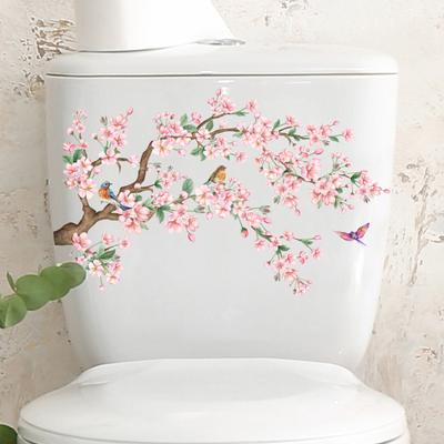 Adesivo per WC, rimovibile, autoadesivo, impermeabile, in PVC, per soggiorno, decorazione da parete, decorazione floreale per il coperchio del WC