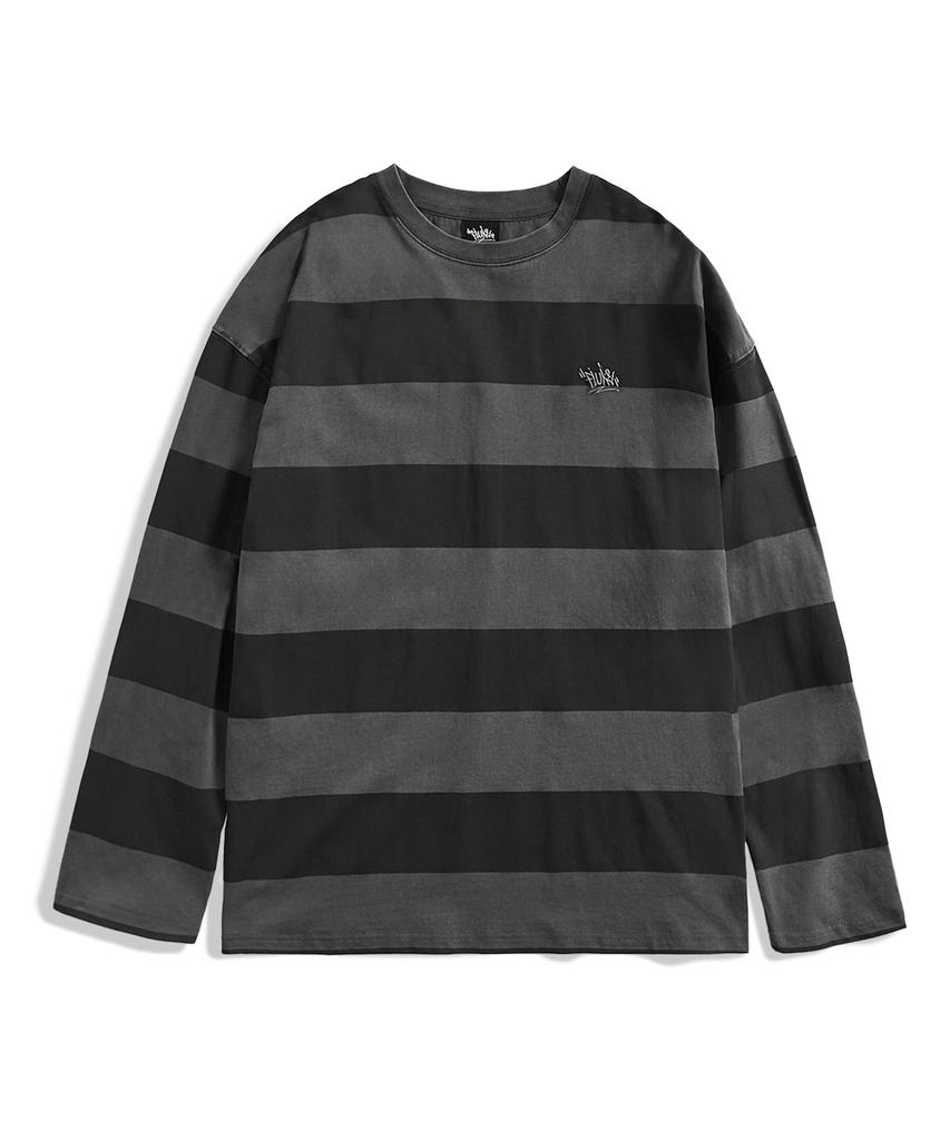 Peullukeu Slam Logo Stripe Pigment Long Sleeve T-Shirt Dark Gray Flt715