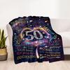 Happy 50th Birthday Celebration Blanket Warmthful Decor Suitable for Bedding Livingroom Seaside Four Seasons Multipurpose Modern