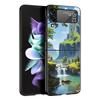 Landscape Art Phone Case For Samsung Galaxy Z Flip3 Flip4 Flip5 PC Bumper Shell For Z Flip 3 4 5 Black Hard Folding Back Cover