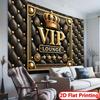 Sfondo VIP Lounge Nero Oro 2D Corona e Pelle Trapuntata Decorazione per Feste