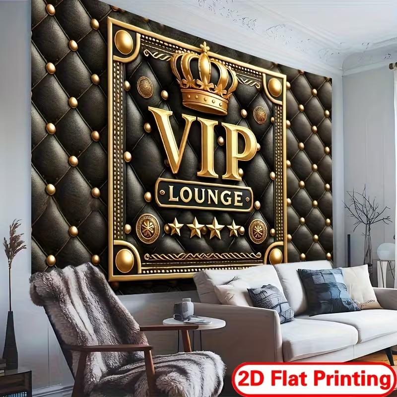 Sfondo VIP Lounge Nero Oro 2D Corona e Pelle Trapuntata Decorazione per Feste
