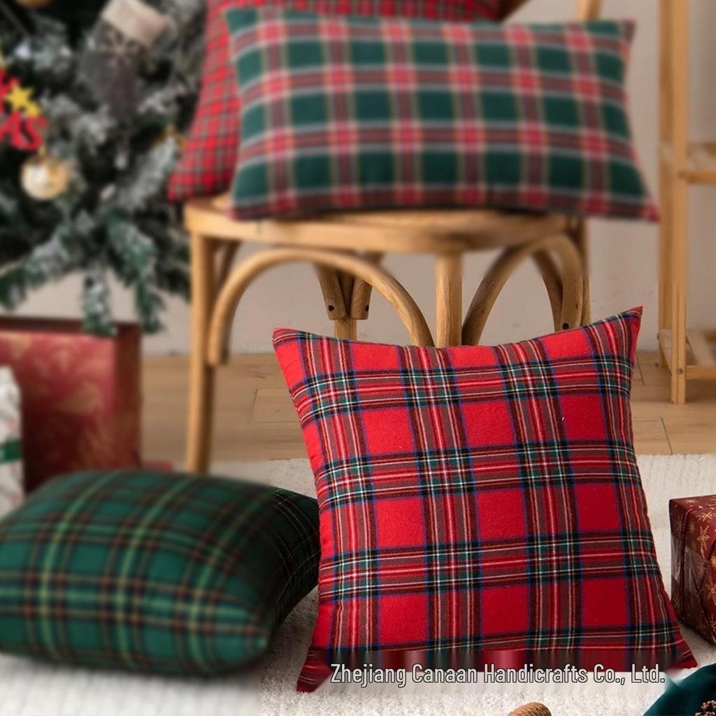 Nordic Christmas Snowflake Candy Embroidered Throw Pillow Cushion