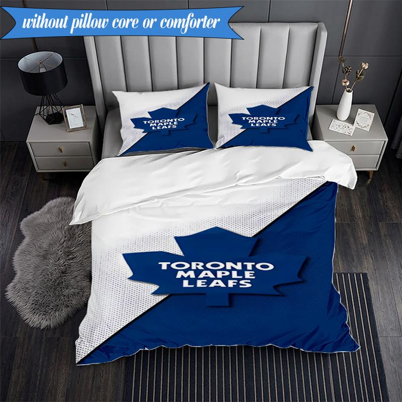 3PCS Toronto Leafs Logo Bedding Set,Including 1pc Duvet Cover And 2pcs Pillowcases Perfect for Bedroom, Dormitory, Fan Christmas Gift