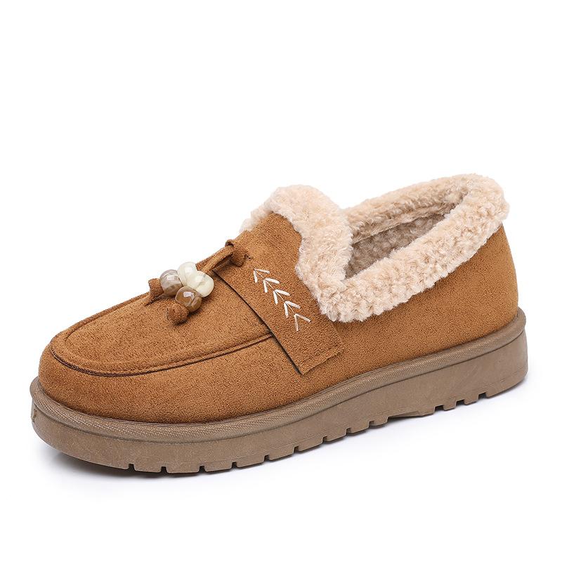 Women's Winter Warm Platform Moccasins Slippers Fuzzy Faux Suede Loafers with Fleece Lined Non Slip House Shoes Indoor Outdoor Walking Shoes for Women