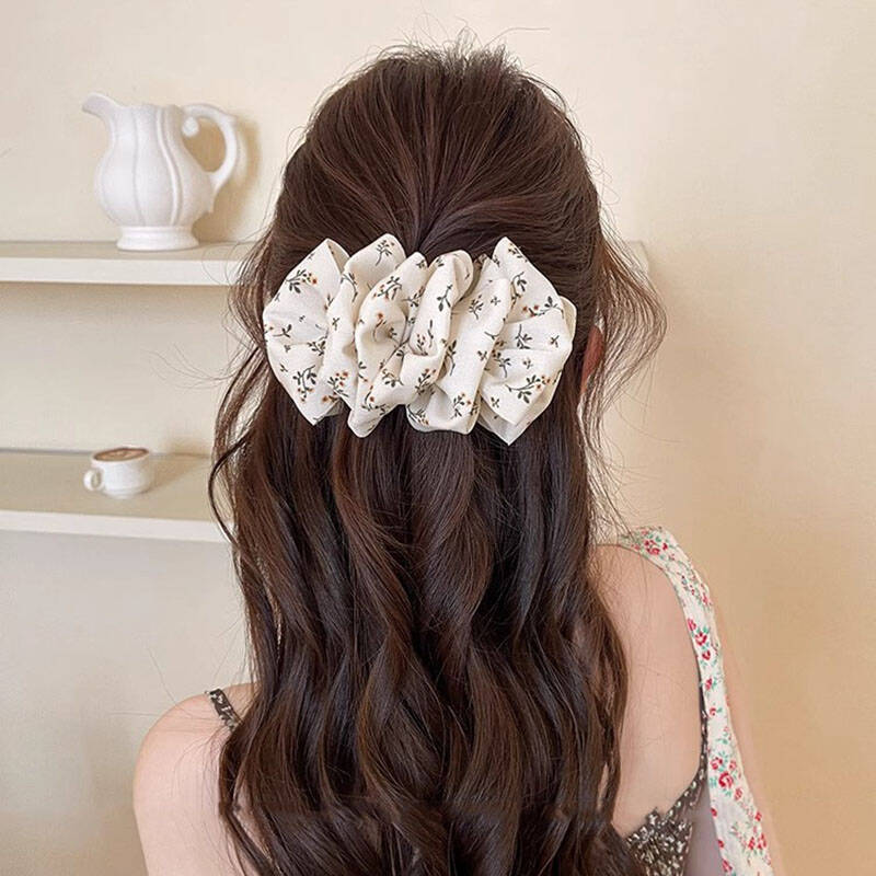 2025 New Korean Dot Floral Hair Clip Sweet Flower Banana Clip Large Hairpins Barrettes For Women Girls Hair Accessories Headwear