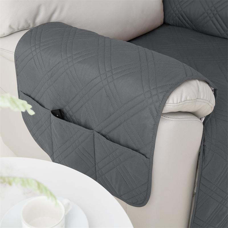 1 Seater Nordic Style Recliner Sofa Seat Covers with Pocket Durable Armchair Protective Case Non-slip Couch Pad for Living Room