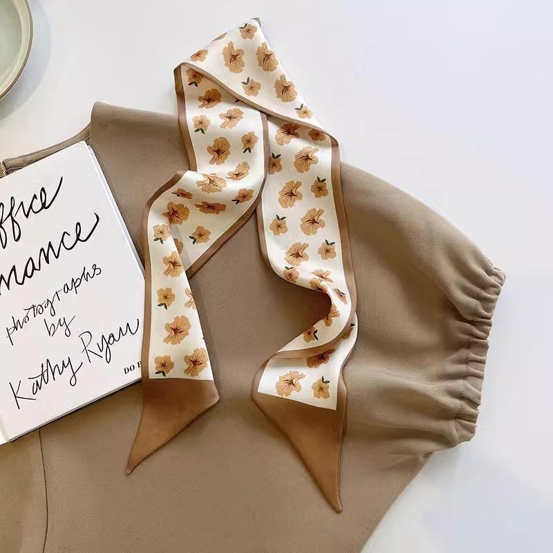 Silk Scarf Headband French Braided Hair Ribbon Versatile Ponytail Streamer Headgear Bag Decoration