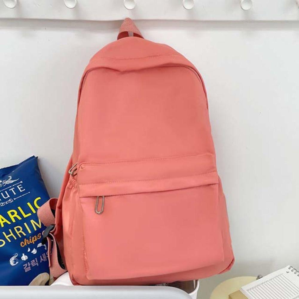 Solid Color Preppy Style Backpack Nylon Teenagers Shoulder Bag Fashion Students School Bag  Outdoor