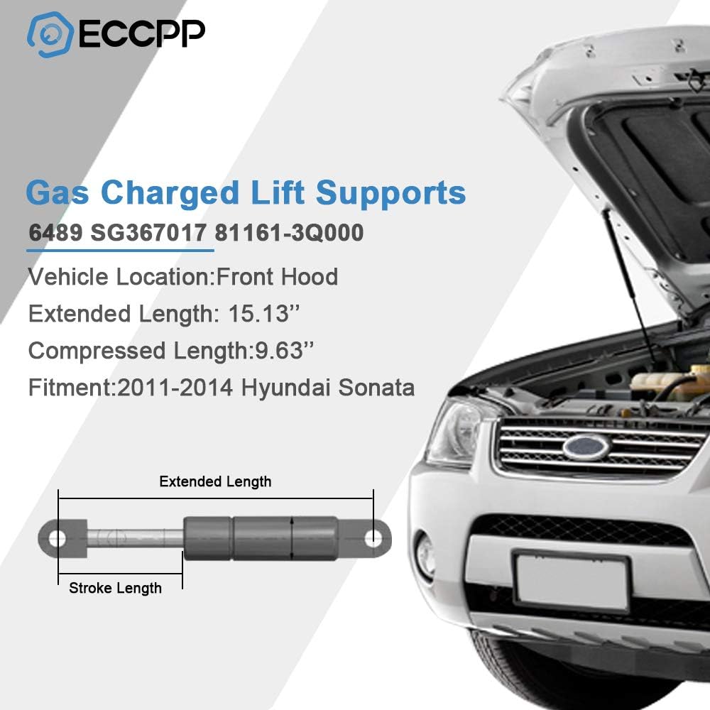 ECCPP Lift Support Front Hood Struts Gas Springs for Hyundai Sonata 2011-2014 Compatible with 6489 Strut Set of 2