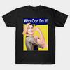 Men Black Print T-shirt Who Can Do It! No-Cut Transfer Paper Print Cotton Tshirt