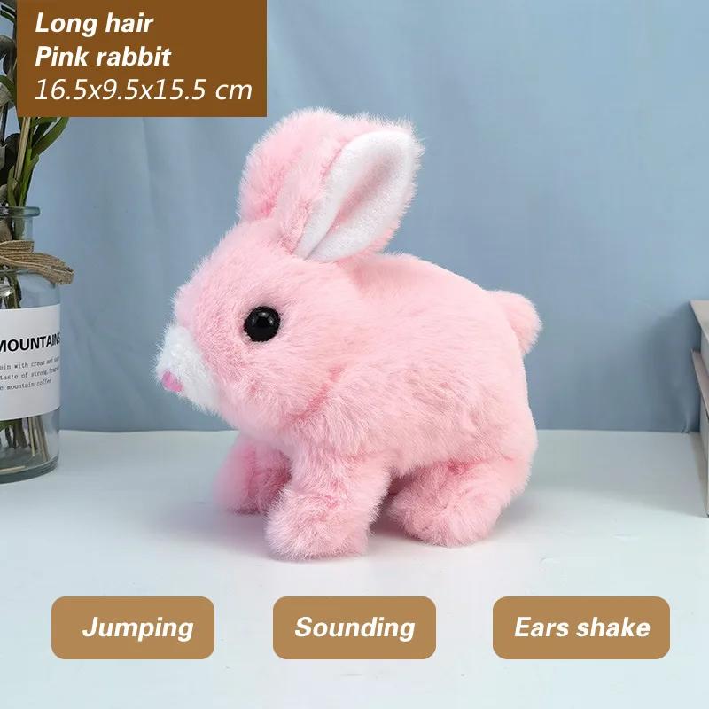

New Electronic Plush Rabbit Toy Robot Animal Pet Walking Jumping Running Shake Ears Cute Electric Bunny For Kids Birthday Gifts розовый