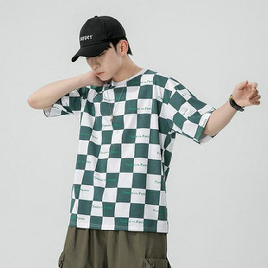 Kunhai Pengyun Men's Trendy Cotton Hooded Short-Sleeve T-Shirt - Loose Fit, Solid Color, Fake Two-Piece Design