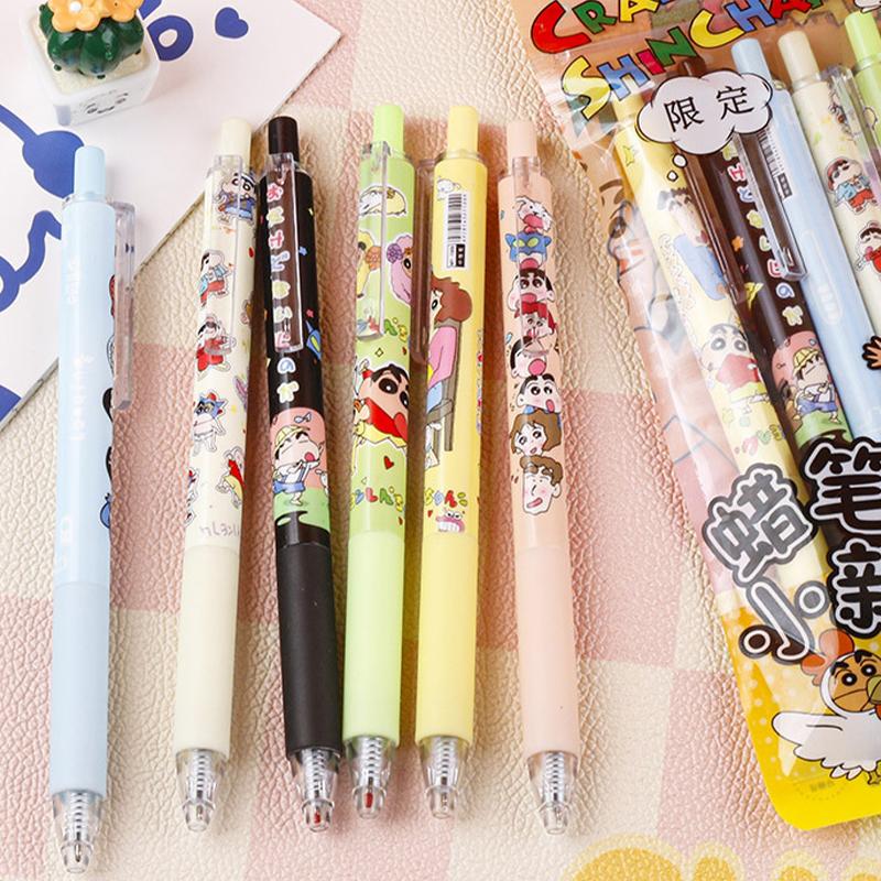 6Pcs/Set Kawaii Crayon Shin-Chan Gel Pen Cute 0.5Mm Black Ink Writing Smooth Pen Cartoon School Student Stationery Supplies Gift